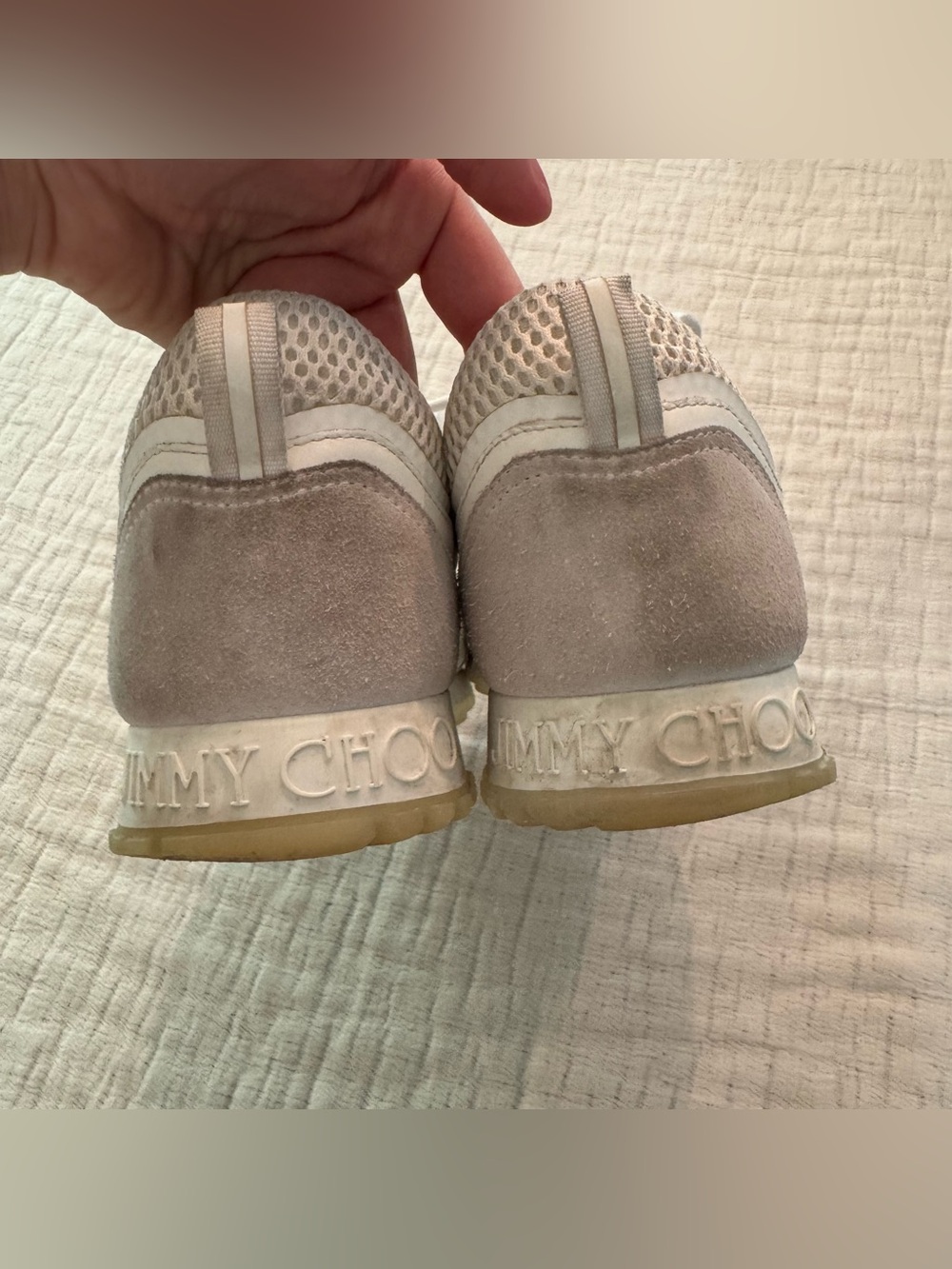 Jimmy Choo Java White Sneakers Size 43, US Size 11-11.5 Flawed* - Picture 7 of 9